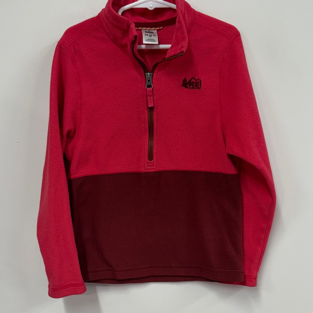 REI Kids' pink and maroon Fleece Hoodie xs 6/7